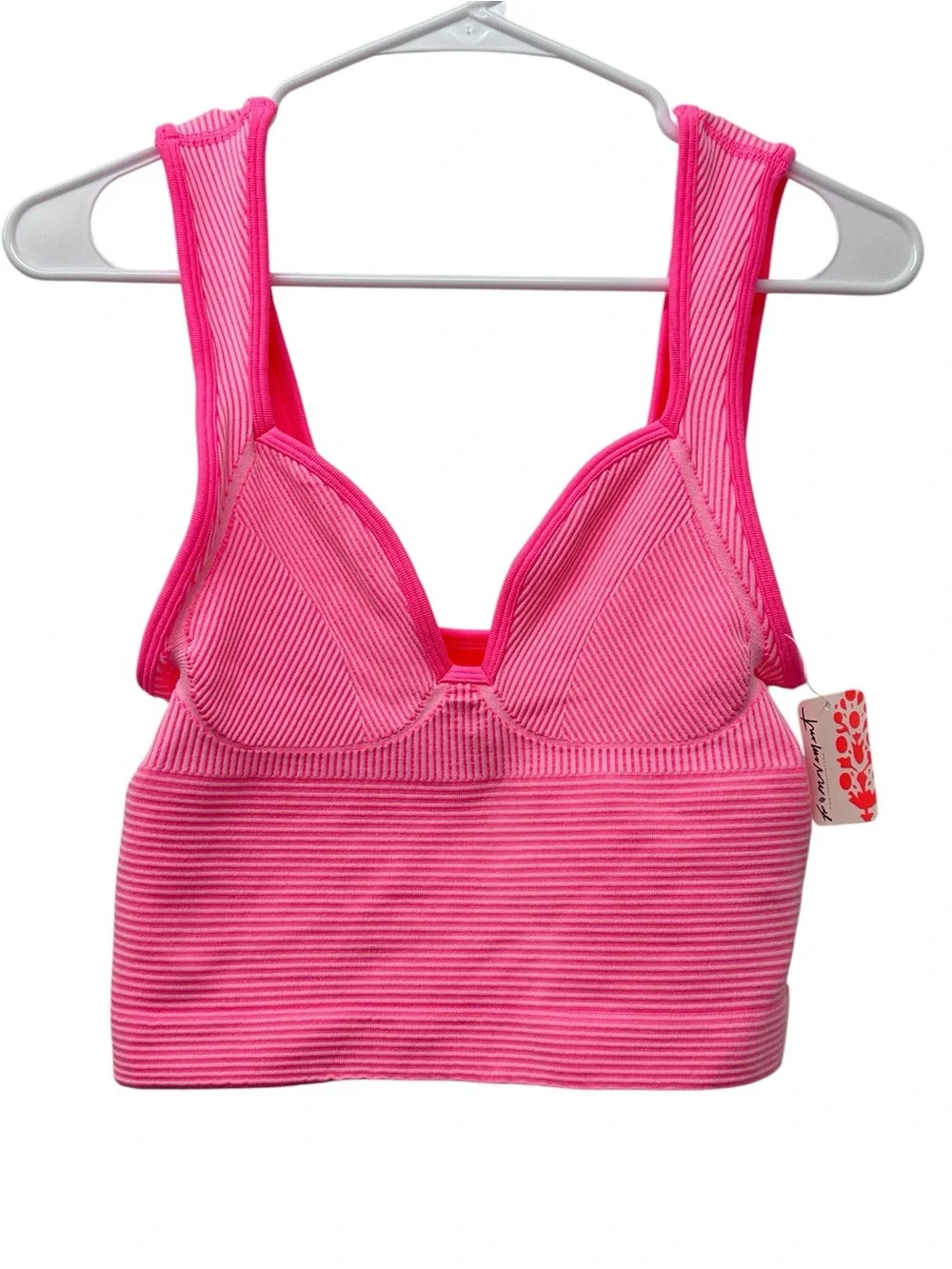 NWT Free People Perfectly Plaited V-Neck Tank in Pink Lemonade
